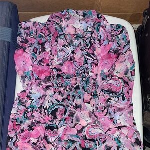 Zara Pink and Blue Abstract Dress